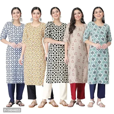 New Crepe Printed Kurtis Combo For Women Pack Of 5