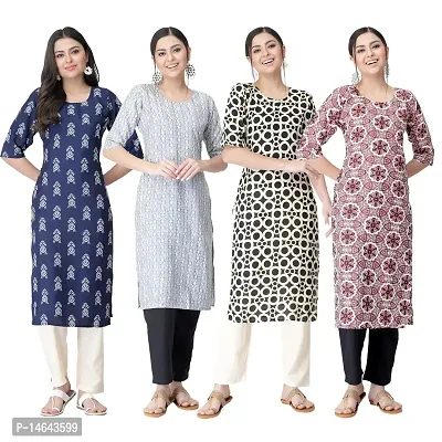 New Crepe Combo Printed Kurtis For Women Pack Of 4