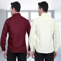 Elegant Cotton Multicoloured Long Sleeves Formal Shirt For Men- Pack Of 2-thumb1