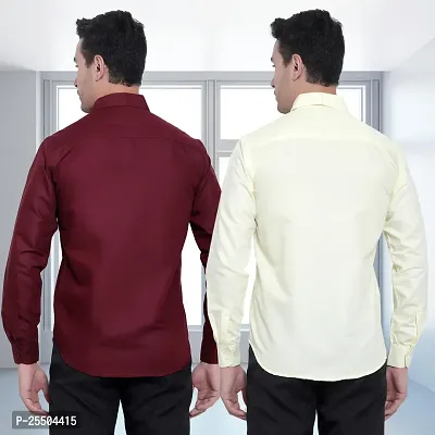 Elegant Cotton Multicoloured Long Sleeves Formal Shirt For Men- Pack Of 2-thumb3