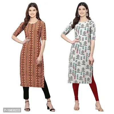 Stylish Digital Printed Women Crepe Kurta- Pack of 2-thumb0