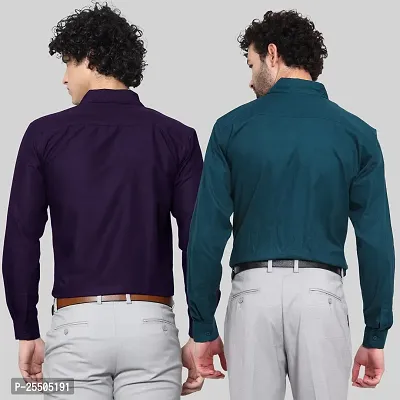 Elegant Cotton Multicoloured Long Sleeves Formal Shirt For Men- Pack Of 2-thumb2