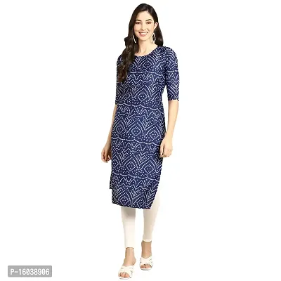 Stylish Blue Crepe Bandhani Straight Kurta For Women-thumb0