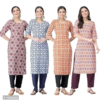 New Crepe Combo Printed Kurtis For Women Pack Of 4