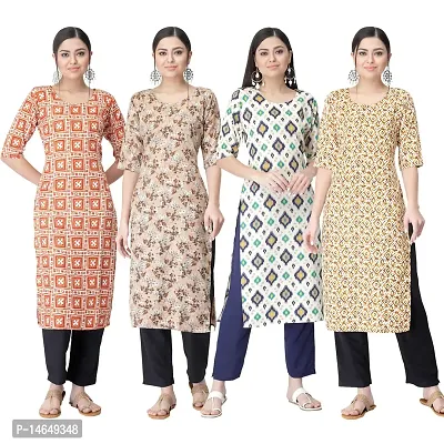 New Crepe Combo Printed Kurtis For Women Pack Of 4