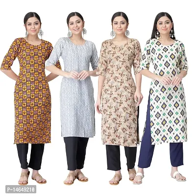 New Crepe Combo Printed Kurtis For Women Pack Of 4