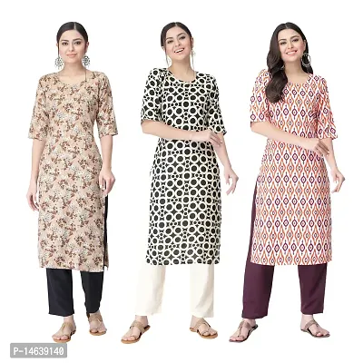 New Crepe Combo Printed Kurtis For Women Pack Of 3