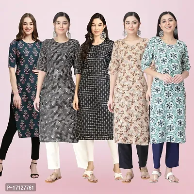 Women Stylish Crepe Printed Straight Kurta