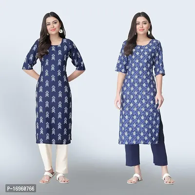 Women Stylish Crepe Ethnic Motif Casual Straight Kurta-thumb0