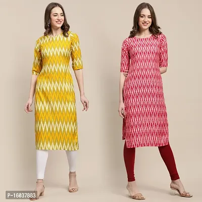 Stylish Crepe Printed Straight Kurta For Women-Pack Of 2-thumb0