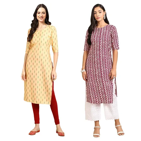 Straight Crepe Kurta Pack Of 2