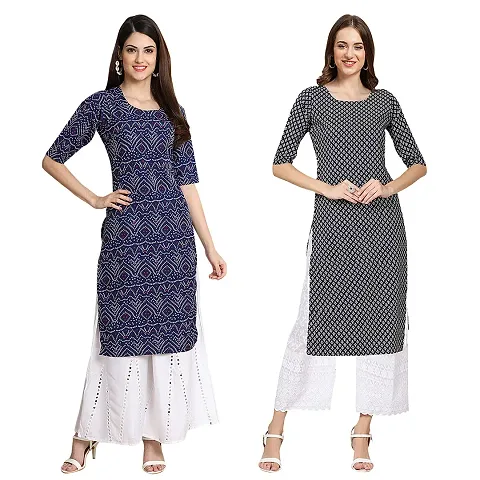 Stylish Crepe Printed Kurti - Pack of 2