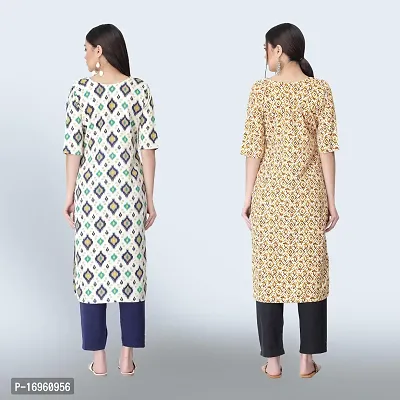 Women Stylish Crepe Ethnic Motif Casual Straight Kurta-thumb2