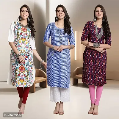 Fancy Rayon Kurtis For Women Pack Of 3-thumb0