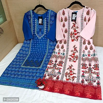 Stylish Multicoloured Crepe Stitched Kurta For Women Combo Of 2-thumb0