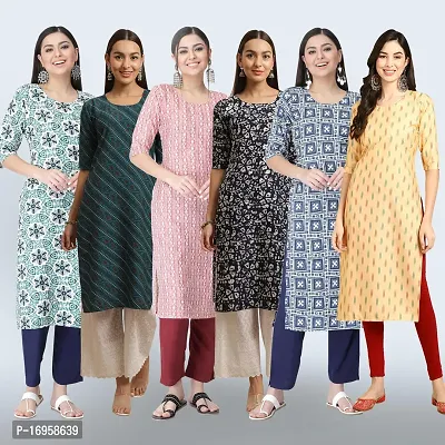 Women Stylish Crepe Printed Straight Kurta Combo-thumb0