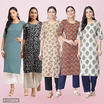 Women Stylish Crepe Printed Straight Kurta-thumb0