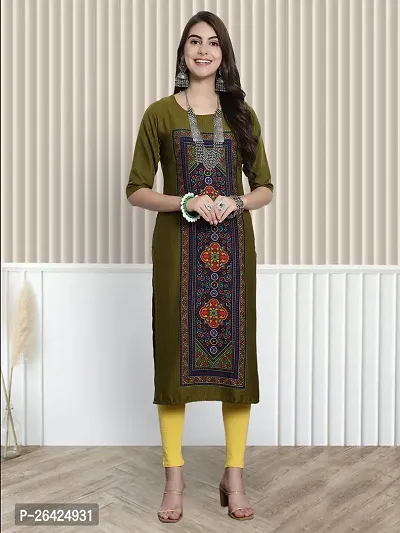 Stylish Multicoloured Crepe A-Line Printed Stitched Kurti For Women-thumb2