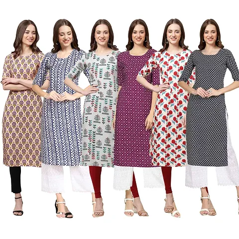 Women Crepe Digital Straight Kurti Pack of