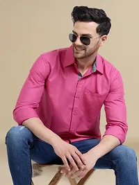 Reliable Pink Cotton Solid Long Sleeves Formal Shirt For Men-thumb4