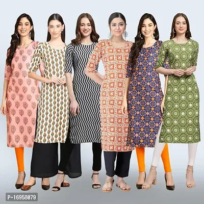 Women Stylish Crepe Printed Straight Kurta Combo