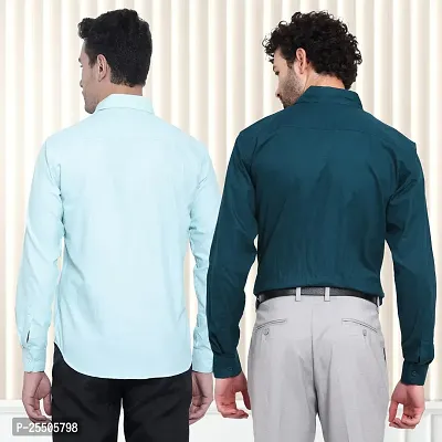 Elegant Cotton Multicoloured Long Sleeves Formal Shirt For Men- Pack Of 2-thumb2