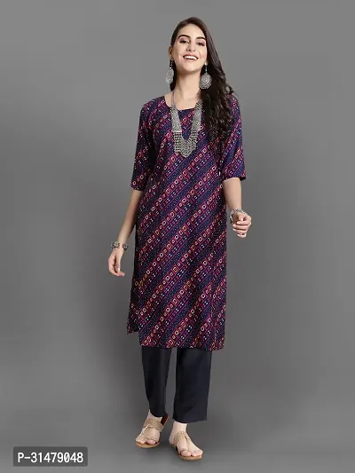 Stylish Crepe Printed Straight Kurta With Pant Set For Women-thumb2