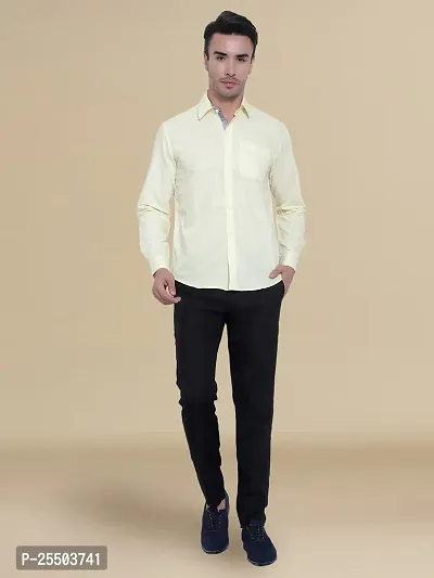 Reliable Yellow Cotton Solid Long Sleeves Formal Shirt For Men-thumb0