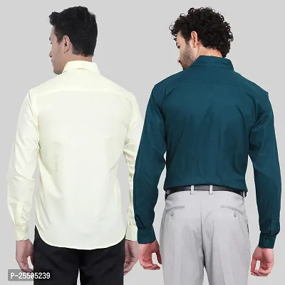 Elegant Cotton Multicoloured Long Sleeves Formal Shirt For Men- Pack Of 2-thumb2