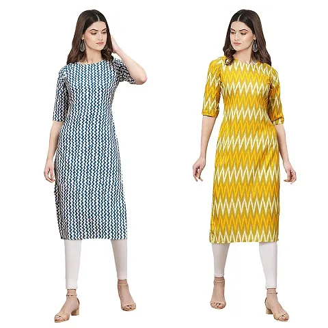 Stylish Digital Woman Crepe Kurtis Pack of 2