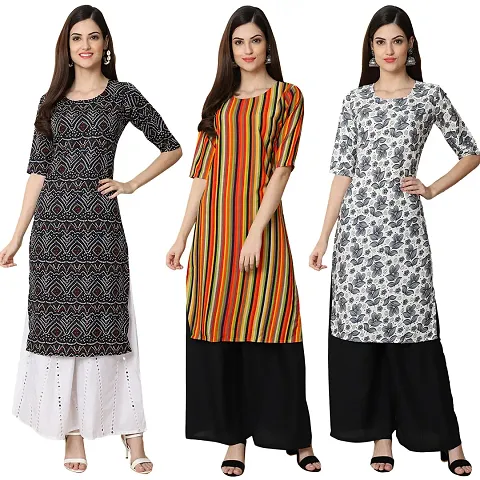 Beautiful Crepe Straight Kurta For Women Pack Of 3