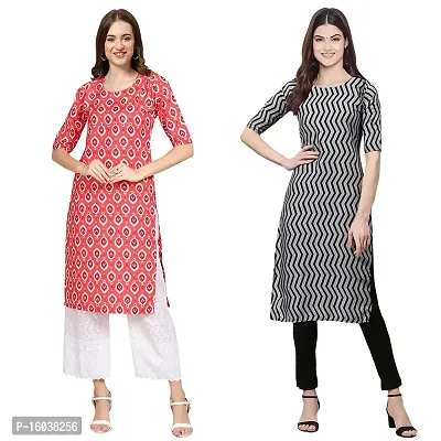 Stylish Digital Printed Women Crepe Kurta- Pack of 2