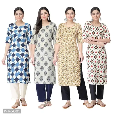 New Crepe Combo Printed Kurtis For Women Pack Of 4