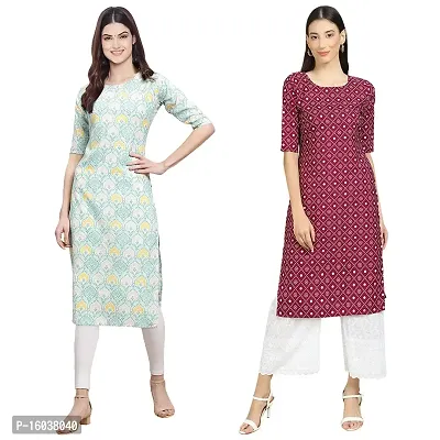 Multicoloured Crepe Printed Kurtas For Women