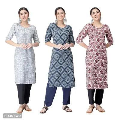 New Crepe Combo Printed Kurtis For Women Pack Of 3