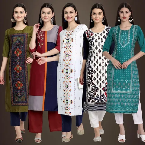 Fancy Crepe Kurtis For Women Pack Of 5