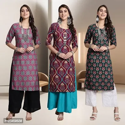 Fancy Rayon Kurtis For Women Pack Of 3-thumb0