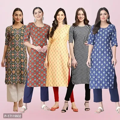 Women Stylish Crepe Printed Straight Kurta