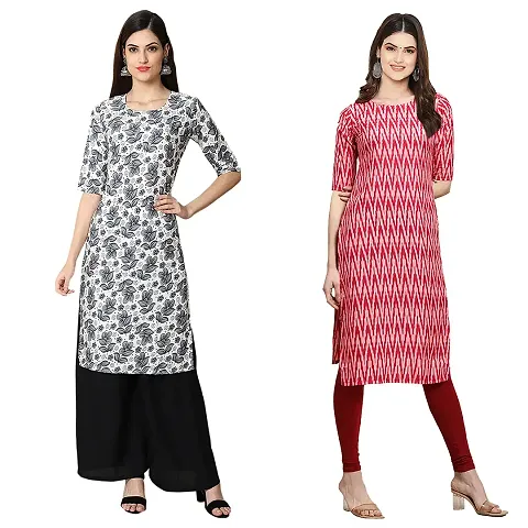 Trendy Crepe Printed Kurti - Pack of 2