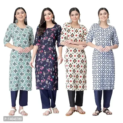 New Crepe Combo Printed Kurtis For Women Pack Of 4