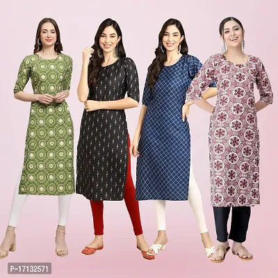 Women Stylish Crepe Printed Straight Kurta