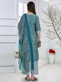 Stylish Cotton Blend Printed Kurta With Pant And Dupatta Set For Women-thumb2