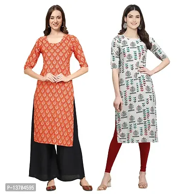 Stylish Crepe Digital Printed Kurta For Women- Pack Of 2