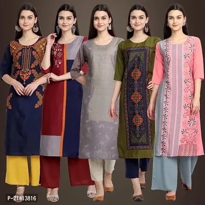 Fancy Crepe Kurtis For Women Pack Of 5-thumb0