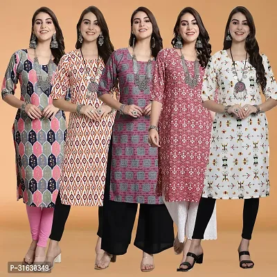 Stylish Multicoloured Crepe Kurta For Women Pack of 5