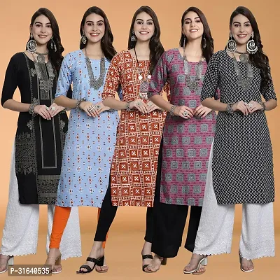 Stylish Multicoloured Crepe Kurta For Women Pack of 5