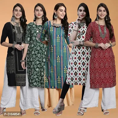 Stylish Multicoloured Crepe Kurta For Women Pack of 5