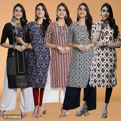 Stylish Multicoloured Crepe Kurta For Women Pack of 5