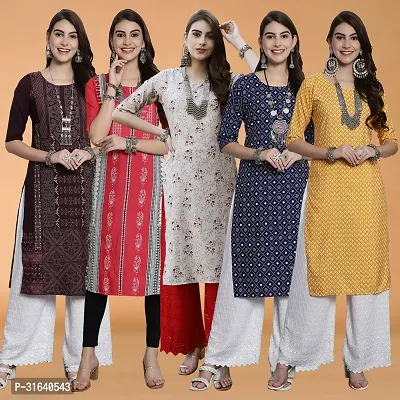 Stylish Multicoloured Crepe Kurta For Women Pack of 5