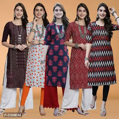 Stylish Multicoloured Crepe Kurta For Women Pack of 5